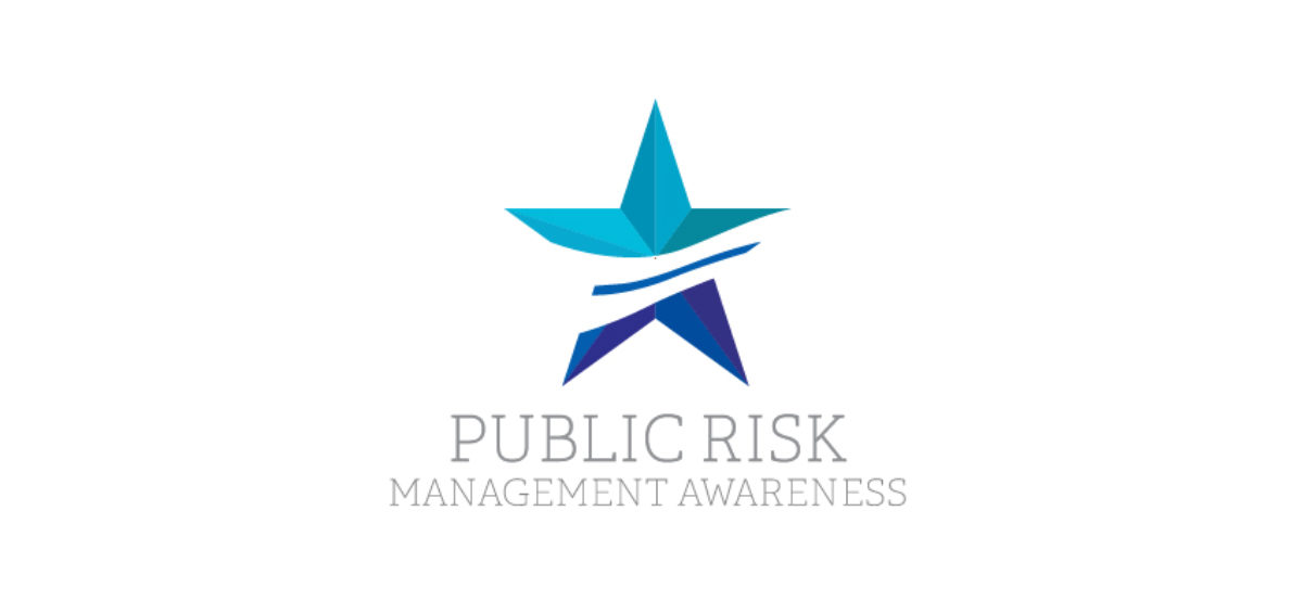 Blue and white star public risk management awareness day logo.